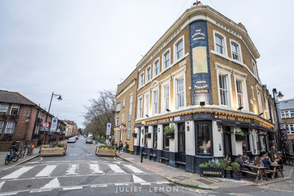Abney Park wedding venue photography featuring the exterior of The Rosemary Branch pub in Hackney.