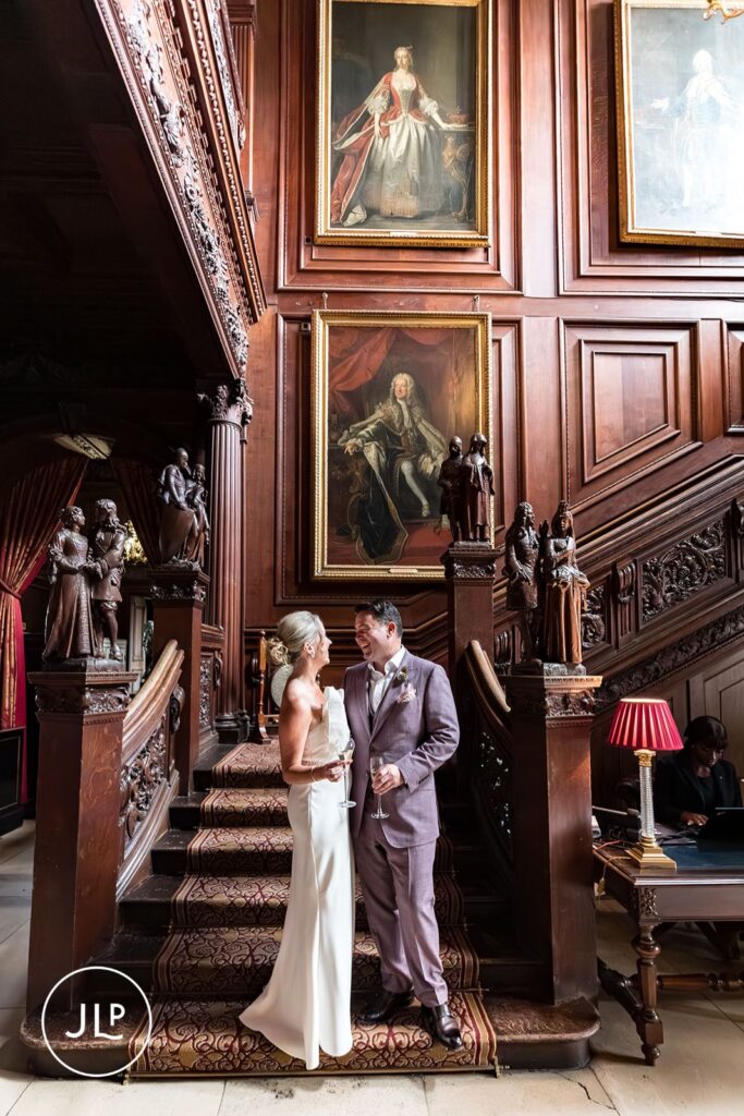 bride and groom seeing each other before ceremony Cliveden House