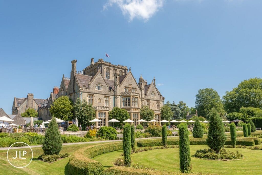 Scenic garden grounds captured during De Vere Tortworth Court wedding photography.